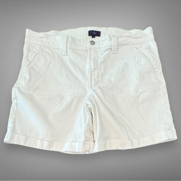 NYDJ Size 10P White Denim Cuffed Shorts-Stretch-Lift Tuck Technology - Picture 1 of 5